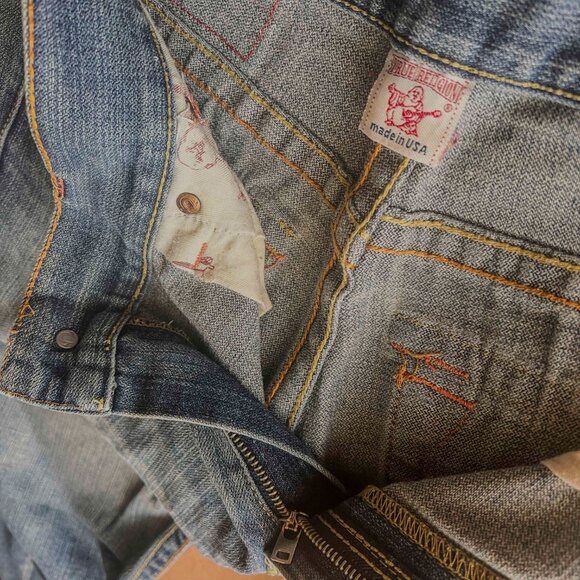 TRUE RELIGION brand Rainbow Thread Denim pants US 34 Made in USA USED - Picture 7 of 8